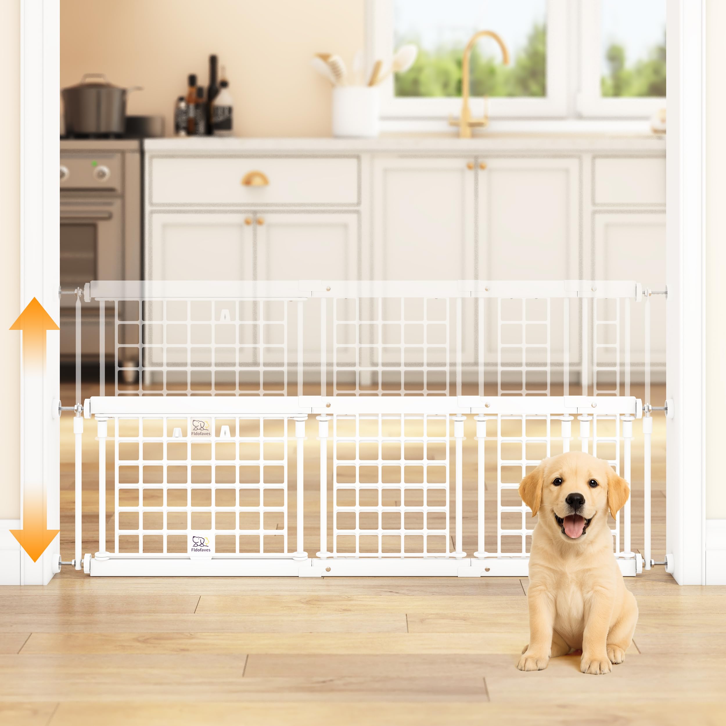 Photo 1 of Fldofaves Adjustable Dog Gate - 13-22 Inch Height, 18-43 Inch Width Extension - No Drill Pet Gate for Doorways, Stairs, Puppies & Toddlers - Heavy Duty Metal Safety Gate