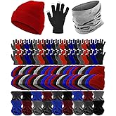 Sureio 150 Pcs Homeless Care Package Supplies Bulk Winter Hats Gloves Neck Warmers for Men Donation Charity Care Gift