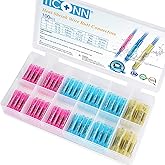 TICONN 100PCS Heat Shrink Butt Wire Connector Kit, Insulated Waterproof Electrical Wire Crimp Terminals Butt Splice for Marin