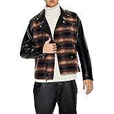 Forever 21 mens Plaid Faux Leather Moto Jacket