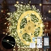 Lycklig Fairy Lights Plug in 65Ft 1000LED Warm Christmas Garland Lights with Timer Remote Waterproof Firecracker Twinkle Cluster String Light for Bedroom Wreath Party Wreath Tree Decor Green Wire