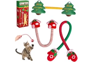 Retro Shaw Christmas Catnip Toys, Kitty Xmas Bundle Cat Toys Chew Ropes 3PCS, Catnip Kitten Toys for Indoor Cats Kitty, Safe Kitten Teething Chew Toy Cat Nip Kicker String