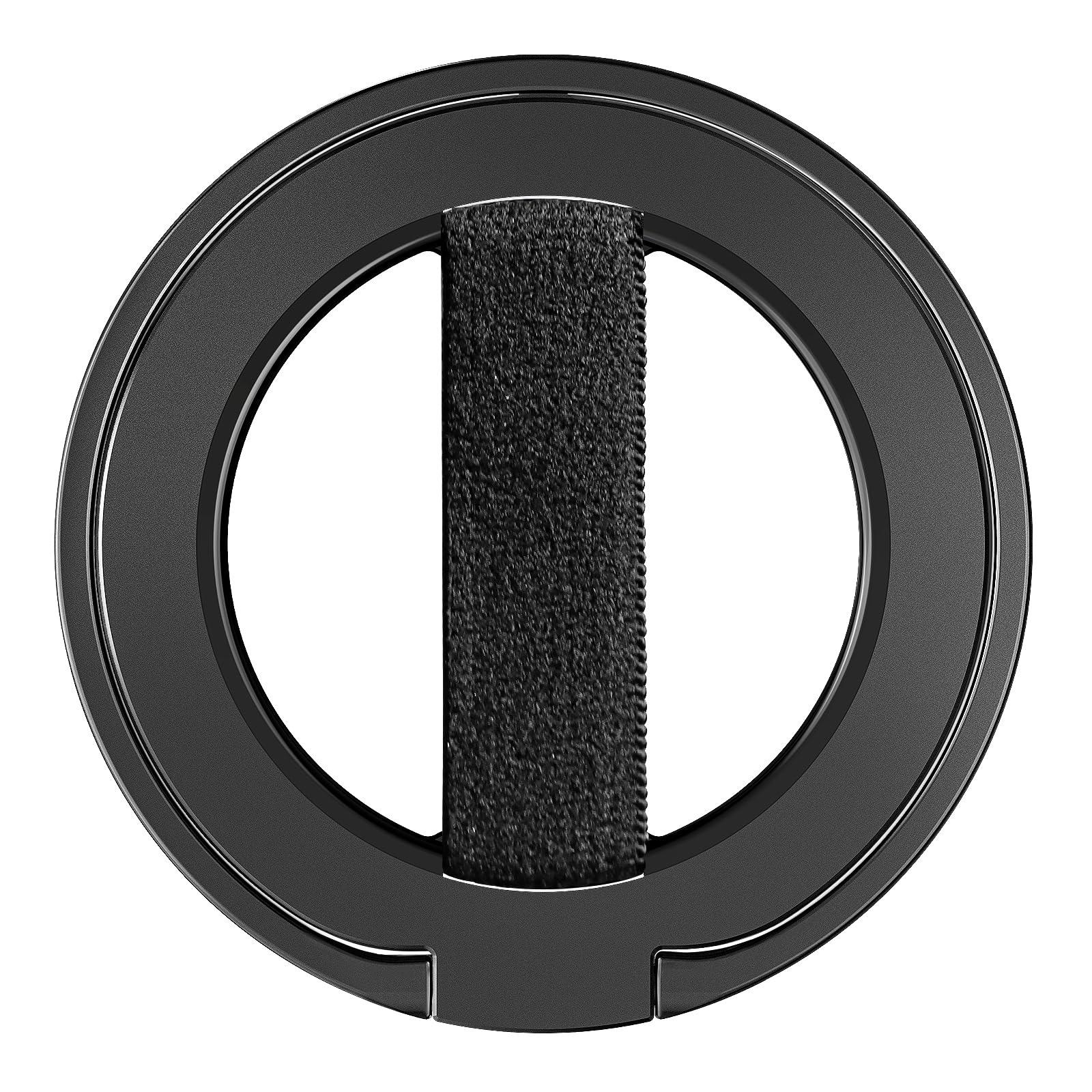 EWA MagOne Ultra Phone Grip Stand with Replaceable Elastic Finger Loop, Removable Magnetic Ring Holder Kickstand Loop, Double-Sided Magnetic Accessories for iPhone 17, 16, 15, 14, 13, 12 Series-Black