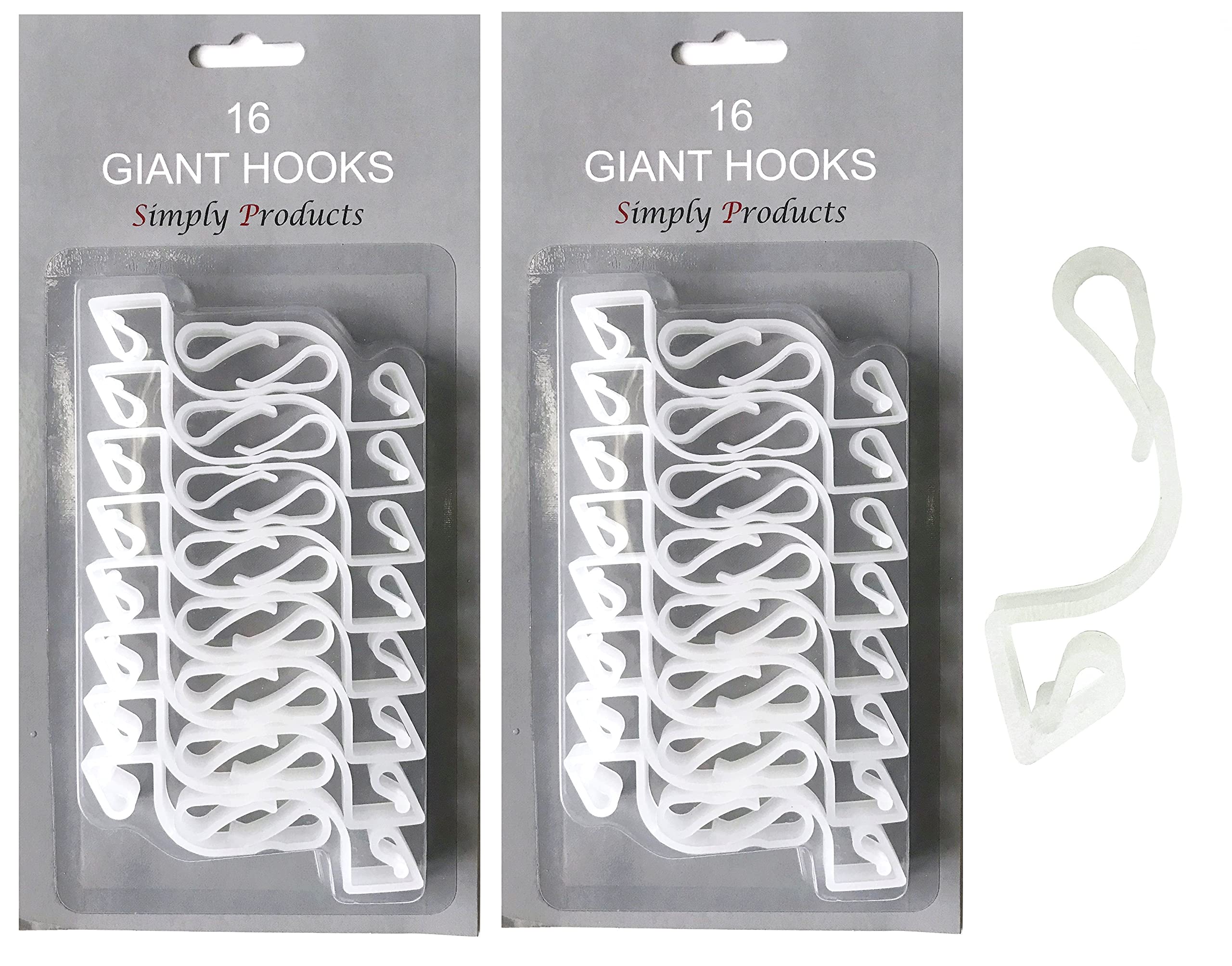 32 Giant Christmas Gutter Hooks Weatherproof Plastic for Hanging Outdoor Christmas String Lights, Fairy Lights or Rope Lights Gutter Clips - (Clear)