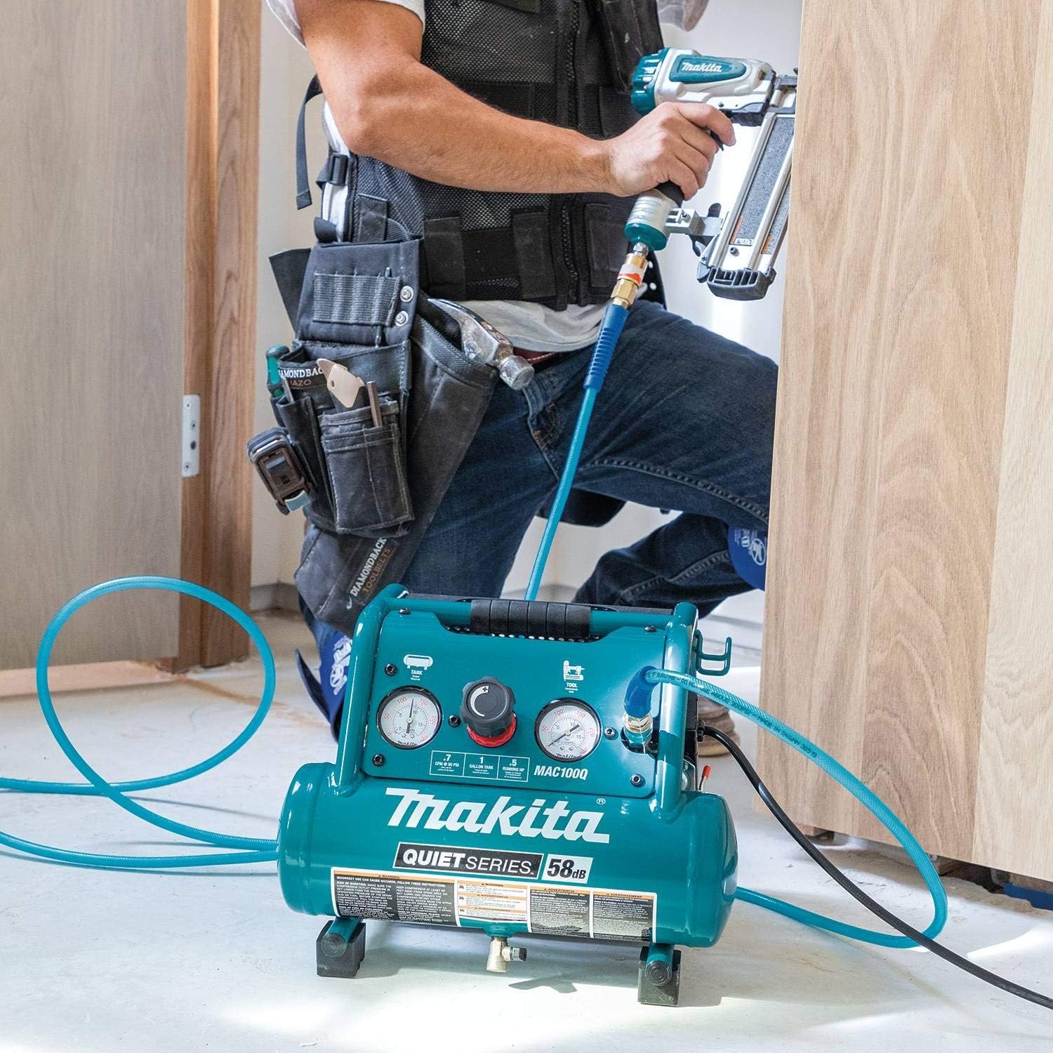 Makita MAC100Q Quiet Series, 1/2 HP, 1 Gallon Compact, Oil-Free, Electric Air Compressor: Home Improvement