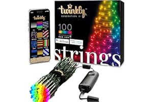 Twinkly Strings – App-Controlled LED Christmas Lights with 100 RGB (16 Million Colors) LEDs. 26.2 Feet. Green Wire. Smart Lighting Decoration