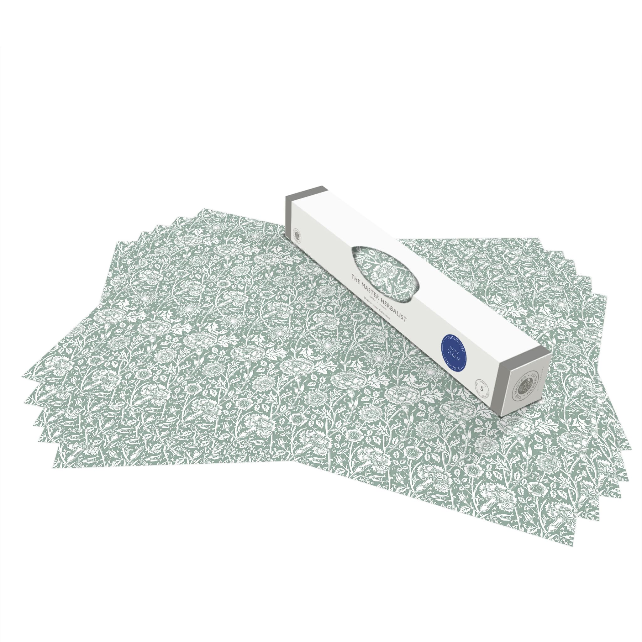 The Master Herbalist William Morris Unscented & Wipe Clean Drawer Liners in Duck Egg Blue - Perfect for lining Kitchen Drawers, Shelves, Cupboards & Cabinets