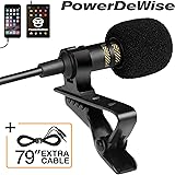 Professional Grade Lavalier Lapel Microphone ­ Omnidirectional Mic with Easy Clip On System ­ Perfect for Recording Youtube / Interview / Video Conference / Podcast / Voice Dictation / iPhone/ASMR