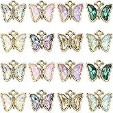 DanLingJewelry 32Pcs Colorful Rhinestone Butterfly Pendants Crystal Insect Animal Dangle Charms for DIY Bracelets Necklaces Jewelry Making