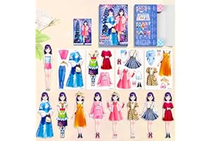 Daniel Axel Magnetic Dress Up Paper Doll,Magnet Princess Dress Up Dolls for Girls Ages 4-7 Kids,Travel Activities Road Trip Car Ride Interactive Learning Created Imagine Set Birthday Gift (F Set)