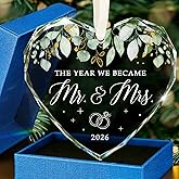 HEXMOZ Wedding Gifts for Couples 2026 - Bridal Shower Gifts for Bride | Mr and Mrs Gift for Newlywed, Future Mr Mrs - Just Married Party Decoration Christmas Glass Ornament - Wedding Registry Ideas