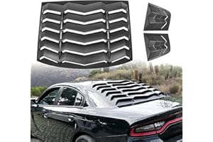 LE-JX Matte Black Rear+Side Window Louver Cover 2/Set Compatible with 2011-2021 Dodge Charger in GT Lambo Style Custom Fit All Weather ABS