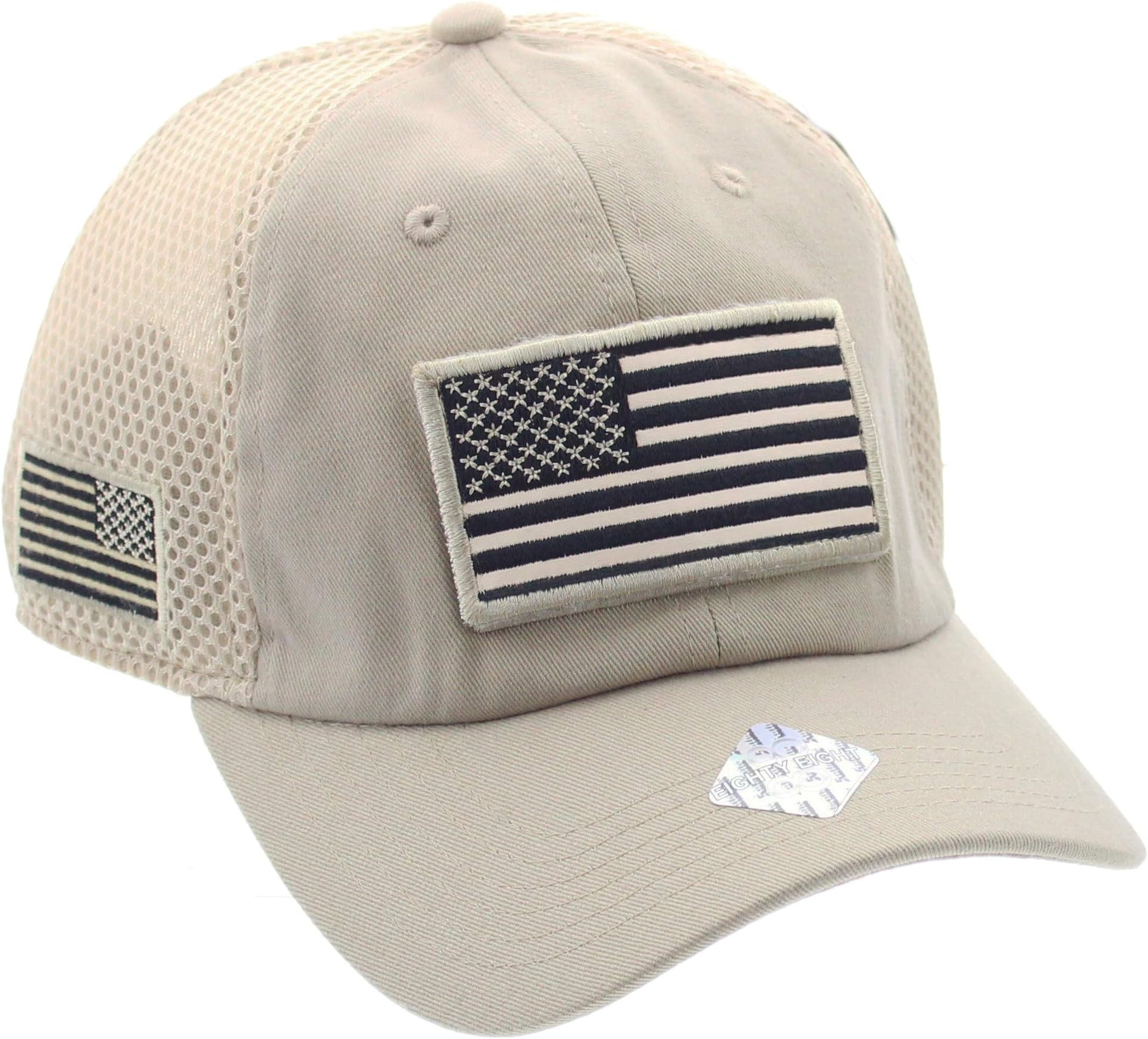 JFH American USA Flag Mesh Tactical Cap Military Embroidered Hat w/Side Reverse Flag