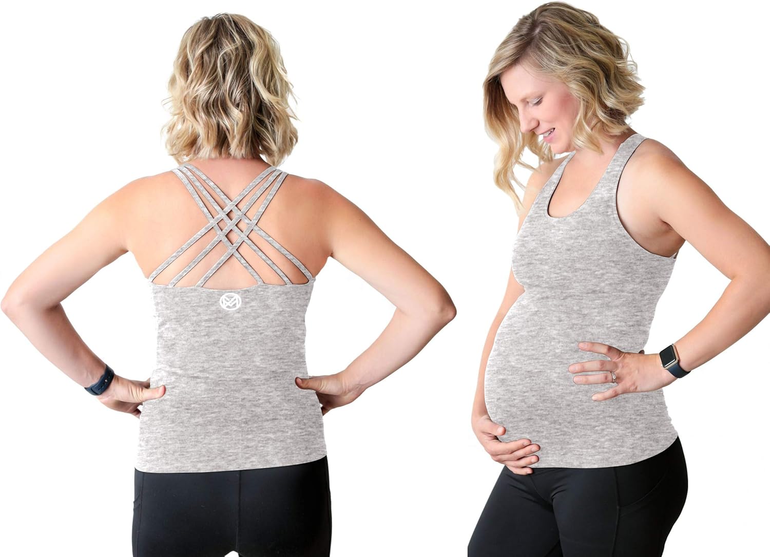 Movemama Maternity Workout and Yoga Top with Cross Back Detail, Shelf Bra and Removable Padding at  Women’s Clothing store