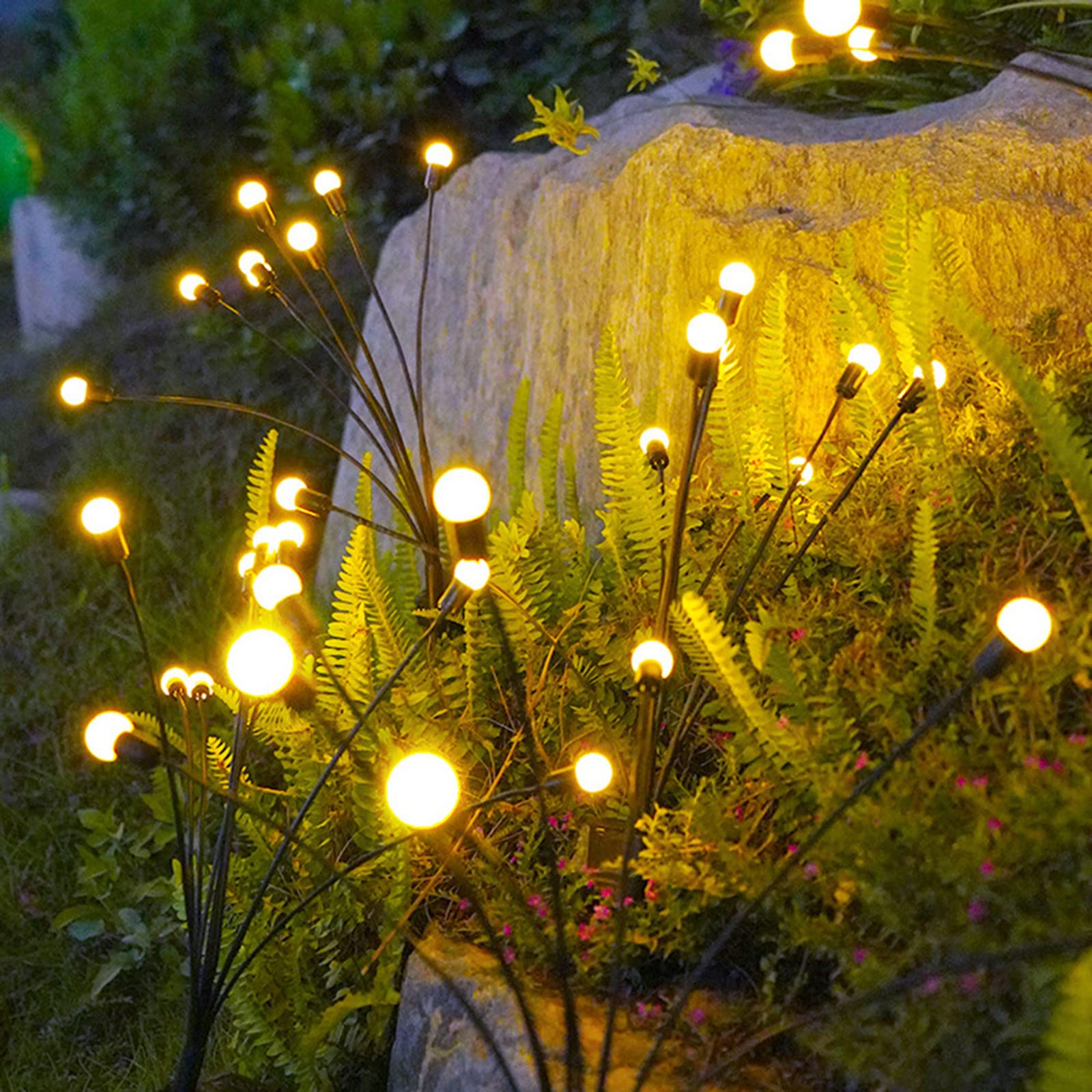CalmGeek Firefly Solar Garden Lights, 2 Pack, Warm White, Outdoor Waterproof Solar Lights for Decorative Yard Patio Walkway