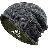 Lvaiz Hats Mens Winter Beanie Hat Warm Fleece Lined Skull Cap Reversible Women Windproof Watch Hat Knit Warm Unisex Beanie
