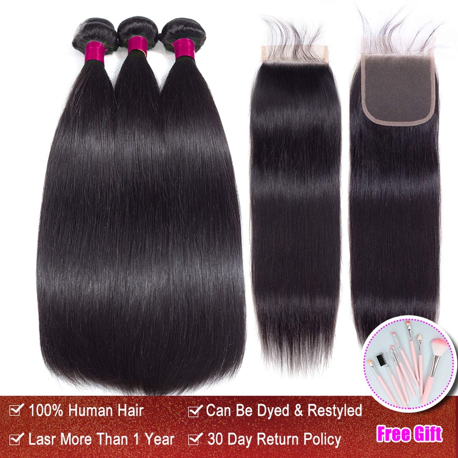 Amazon Com Human Hair Bundles With Closure Hair Weave Bundles