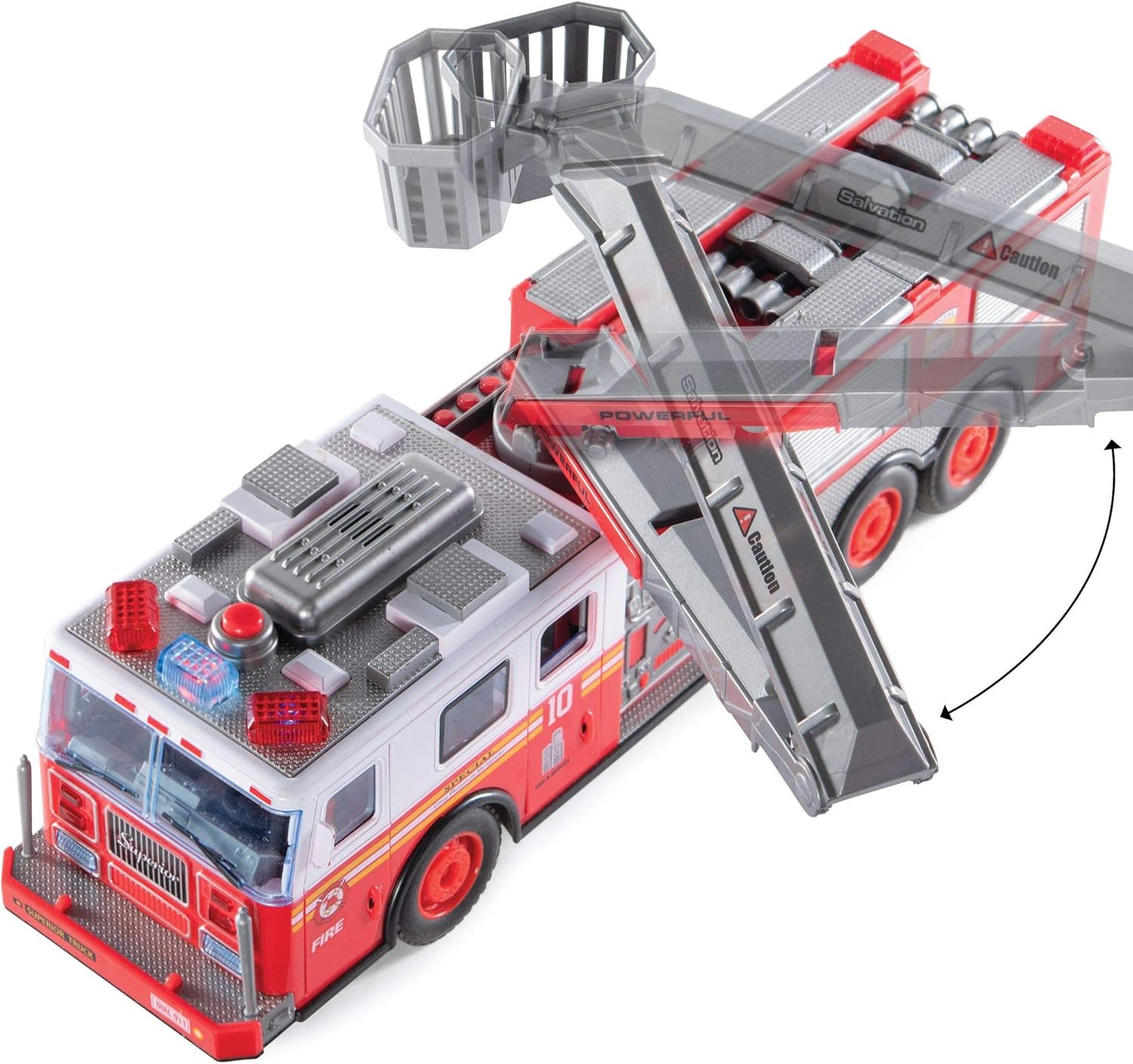 Prextex RC Fire Engine Truck Remote Control 14-Inch Rescue Fire Truck with 12-Inch Ladder and Lights and Sirens Best Gift Toy for Boys - Image 5