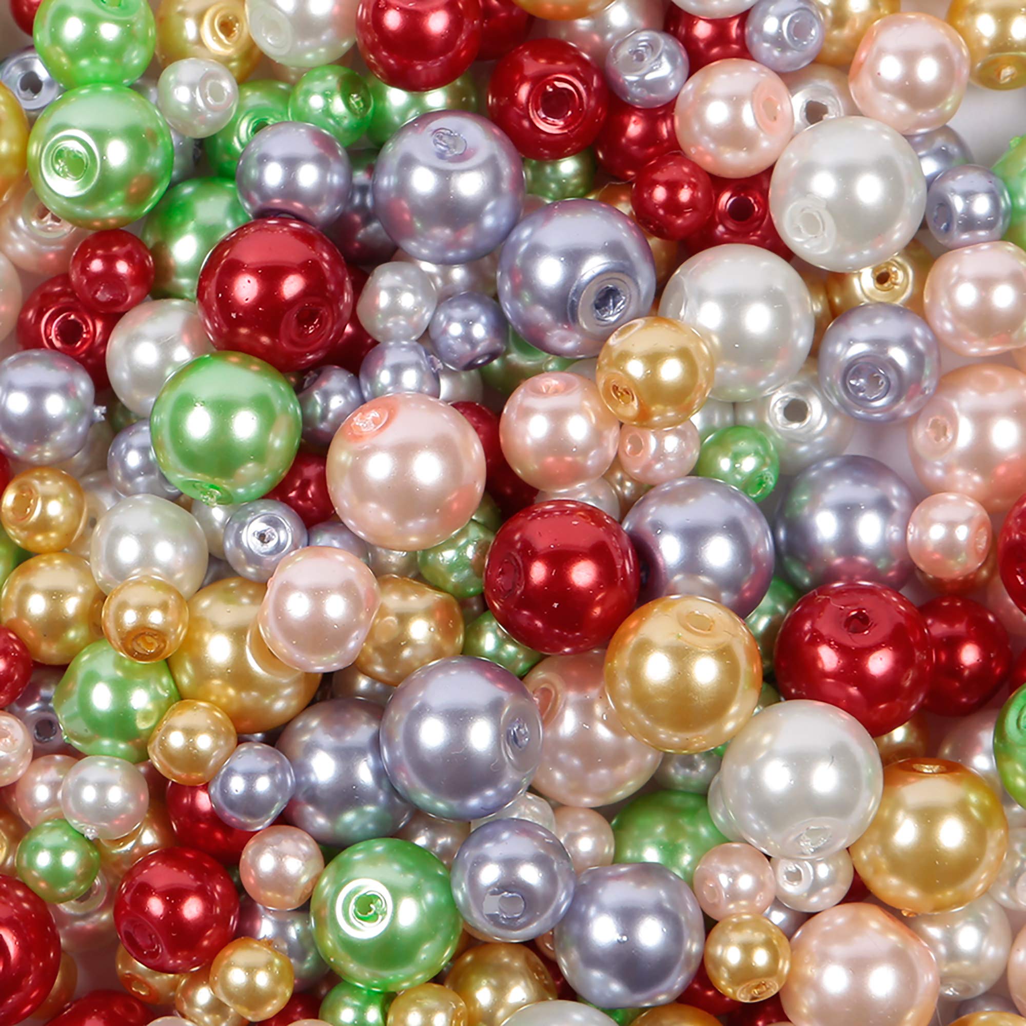 Easter Mix of Glass Pearl Beads 410 Pieces Mix of 4mm, 6mm and 8mm Pearl Beads in Easter Colours for Jewellery Making and Arts and Crafts โ image 1