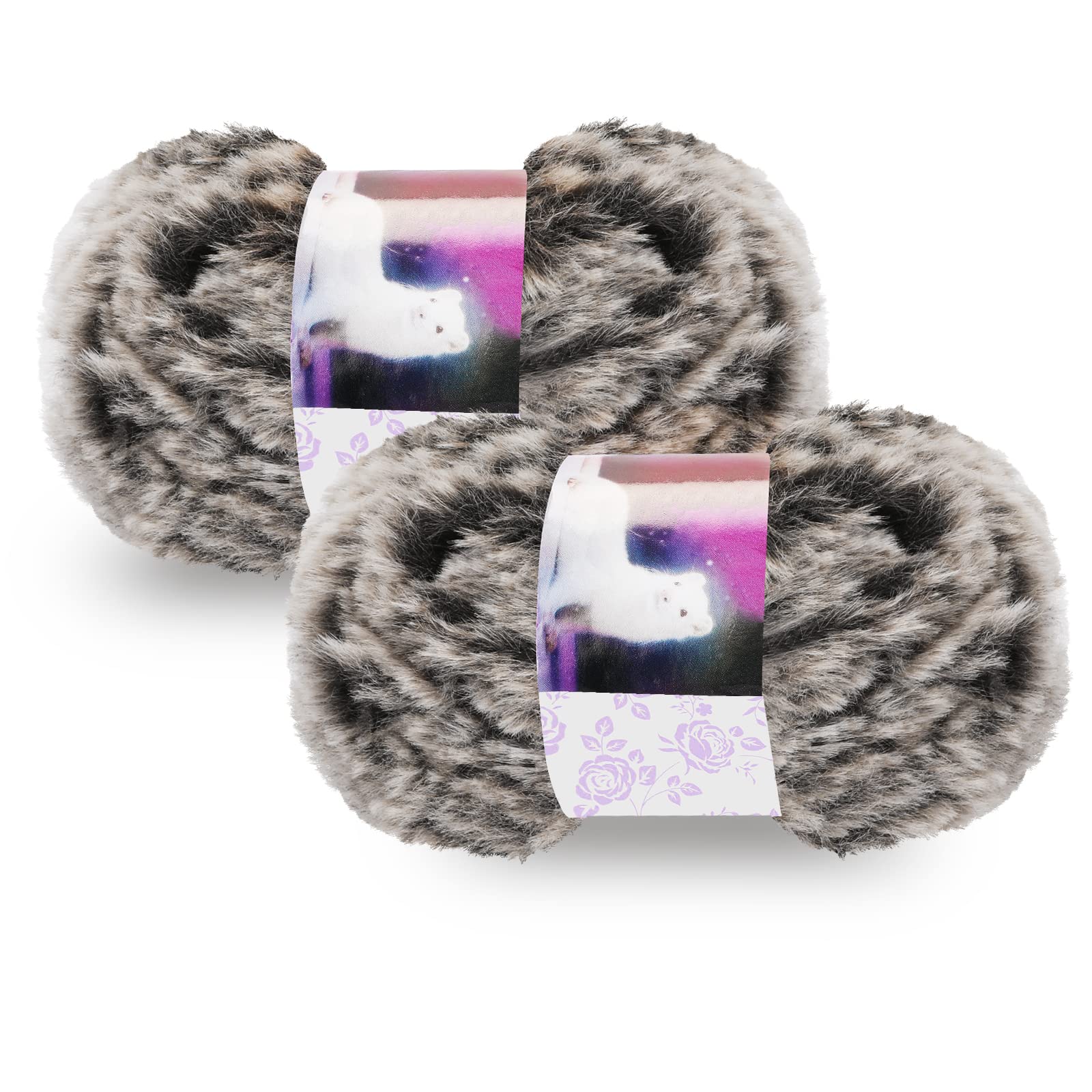 Pwsap 2 Pcs Skeins Soft Fur Yarn Fuzzy Chunky Fluffy Faux Eyelash Cream Yarn, Crochet for Jumpers, Baby Garments, Furnishings, Weaving, Knitting & Crochet(30Meter/100 Gram)
