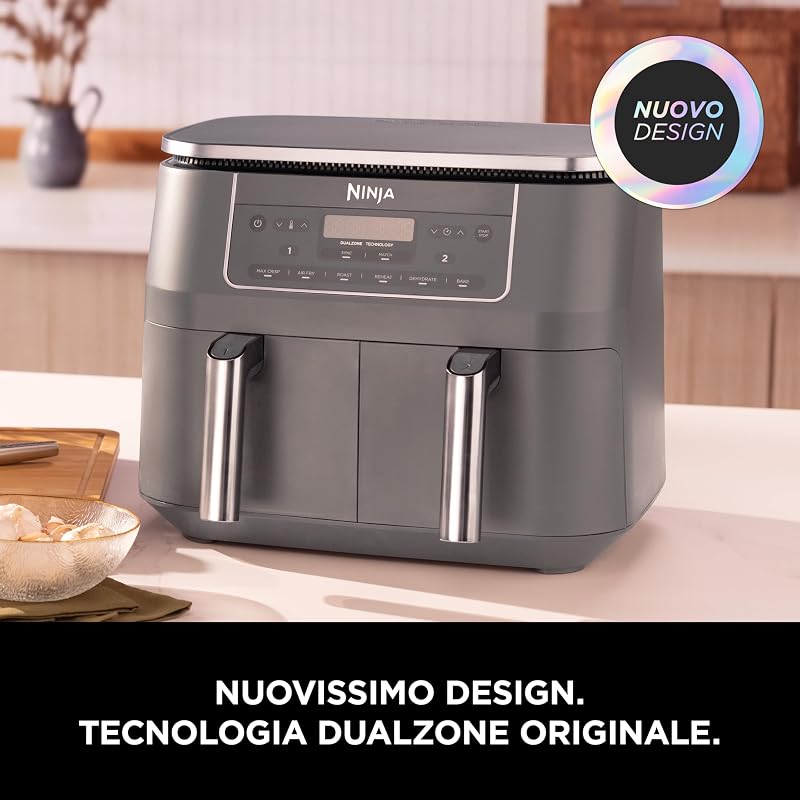 Doppia Zona, Friggitrice ad Aria Grande, 7,6L, Grigio Piombo