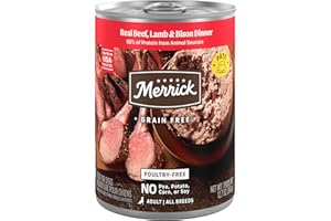 Merrick Grain Free Premium And Natural Canned Dog Food, Soft And Healthy Wet Recipe, Real Beef Lamb And Bison - (Pack of 12) 12.7 oz. Cans