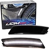 iJDMTOY LED Front Side Marker Lights For Cadillac 2020-2024 CT5 | White Full LED Strip Design, Direct Replace OEM Front Amber Wheel Arch Sidemarker Lamps, Dark Smoked Lens
