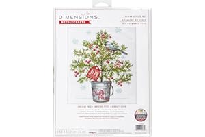 Dimensions 70-09624 Christmas Tree Holiday Counted Cross Stitch Kit, 8" x 10", 16 Cnt. White Aida, 4 Pieces