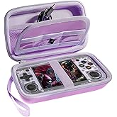 Roseliya Hard Carrying Case for RG35XX H Retro Handheld Game Console, Game Travel Storage Holder with Mesh pocket and Accessory Pockets for TF/MicroSD Card, USB Cable- Box Only (Purple)