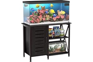 Herture 40-50 Gallon Fish Tank Stand, Aquarium Stand with Cabinet Accessories Storage, Heavy Duty Metal Frame, 40.55" L*18.89