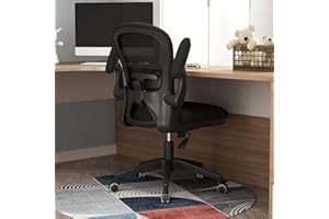 Apusen Ergonomic Home Office Desk Chairs Comfy Computer Gaming Chairs Mesh Arm Swivel Chairs of Adults for Home Office Bedroom(Black)