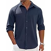 COOFANDY Mens Long Sleeve Button Down Shirts Wrinkle Free Shacket Jacket Stretch Casual Overshirt