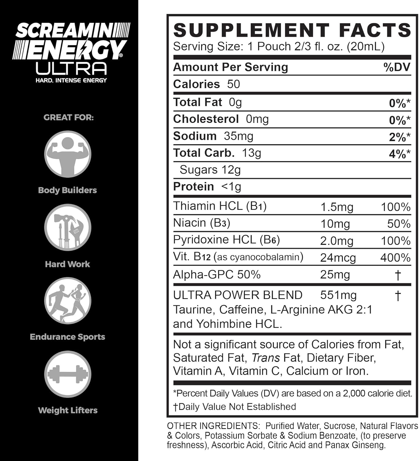Screamin Energy Max Hit/Ultra Combo Pack - Energy Shots for Endurance and Performance with Caffeine, Panax Ginseng Extract, and Vitamins - 24 Count: Health & Personal Care