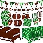 Football Party Decorations Football Party Supplies Kit Serve 24 Plates Napkins Cups Banner Tablecloth for Foot Ball Themed Birthday Gameday Decorations