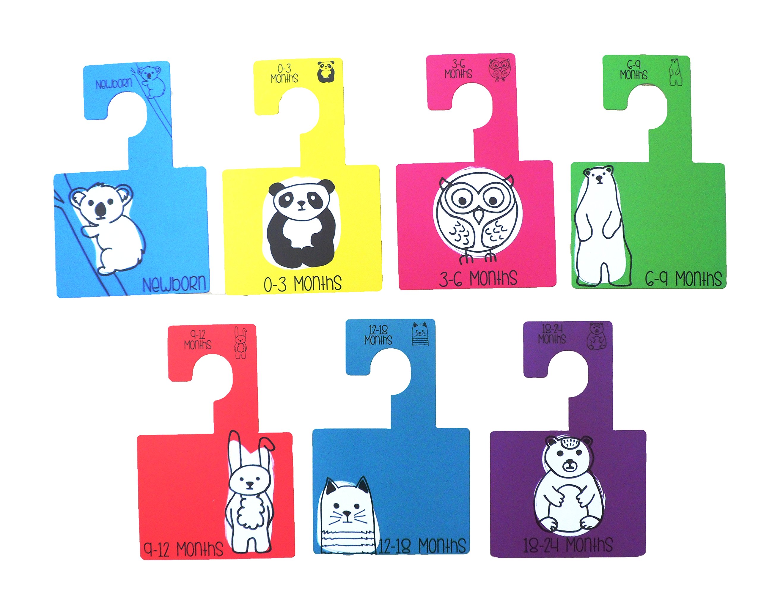 Katies Playpen Baby Clothes Wardrobe Dividers Organisers - Bright Animals - 7 Pack