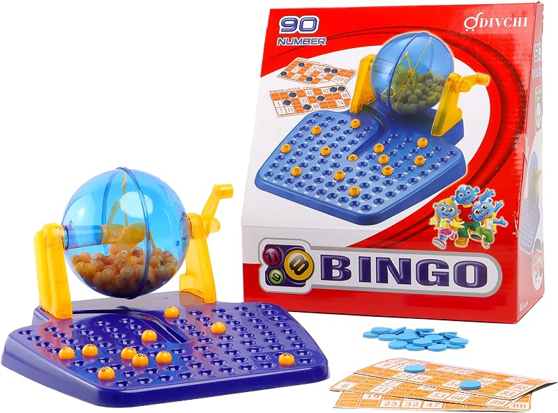 DIVCHI Bingo Game Set Complete Balls Cards Machine Family Fun