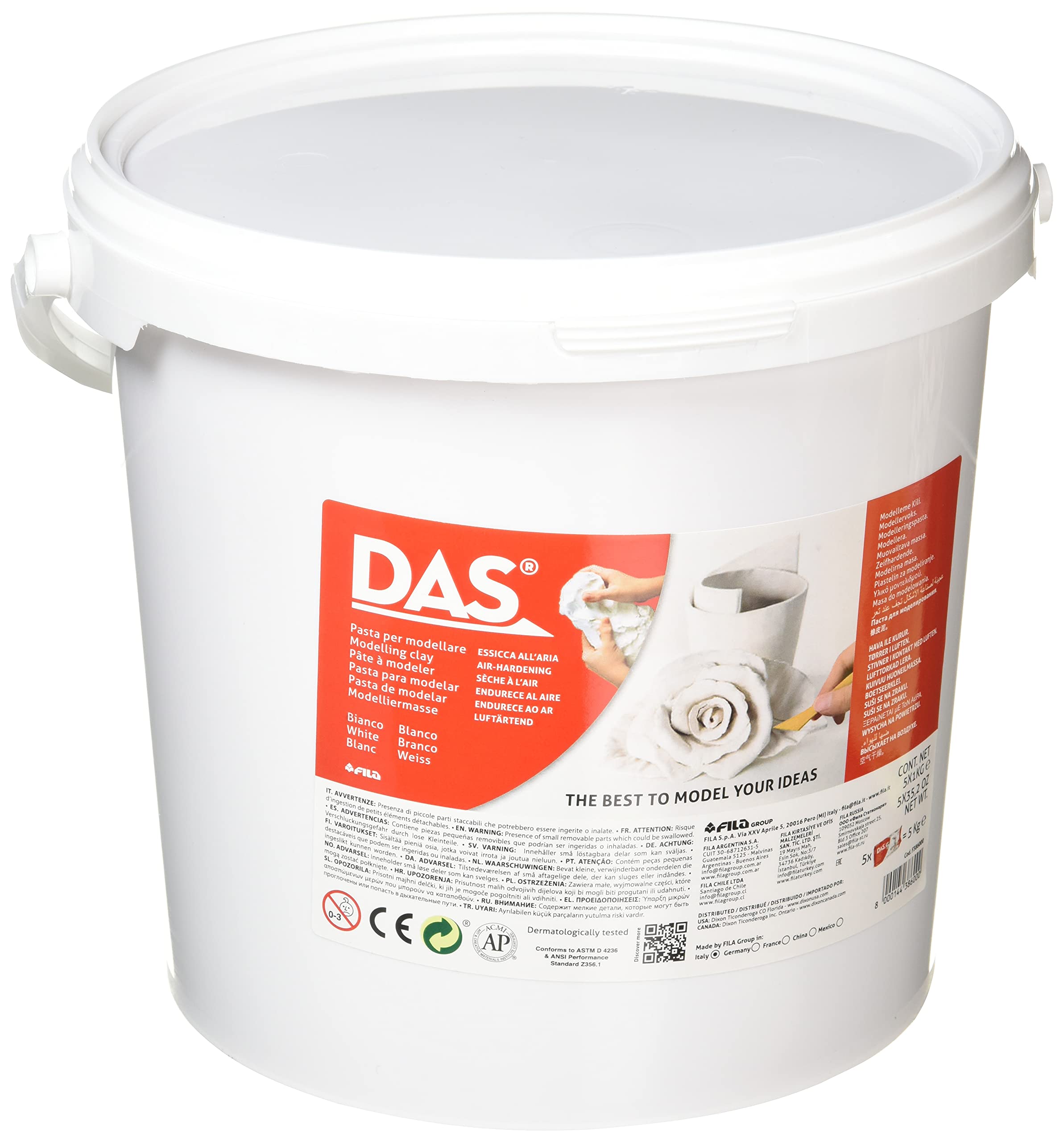 DAS White Air-Hardening Modelling Clay, School pack, 5x1kg, For Schools and Art Classes