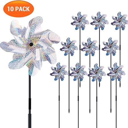 Amazon Com Ohuhu Reflective Pinwheels With Stakes 10 Pack Extra