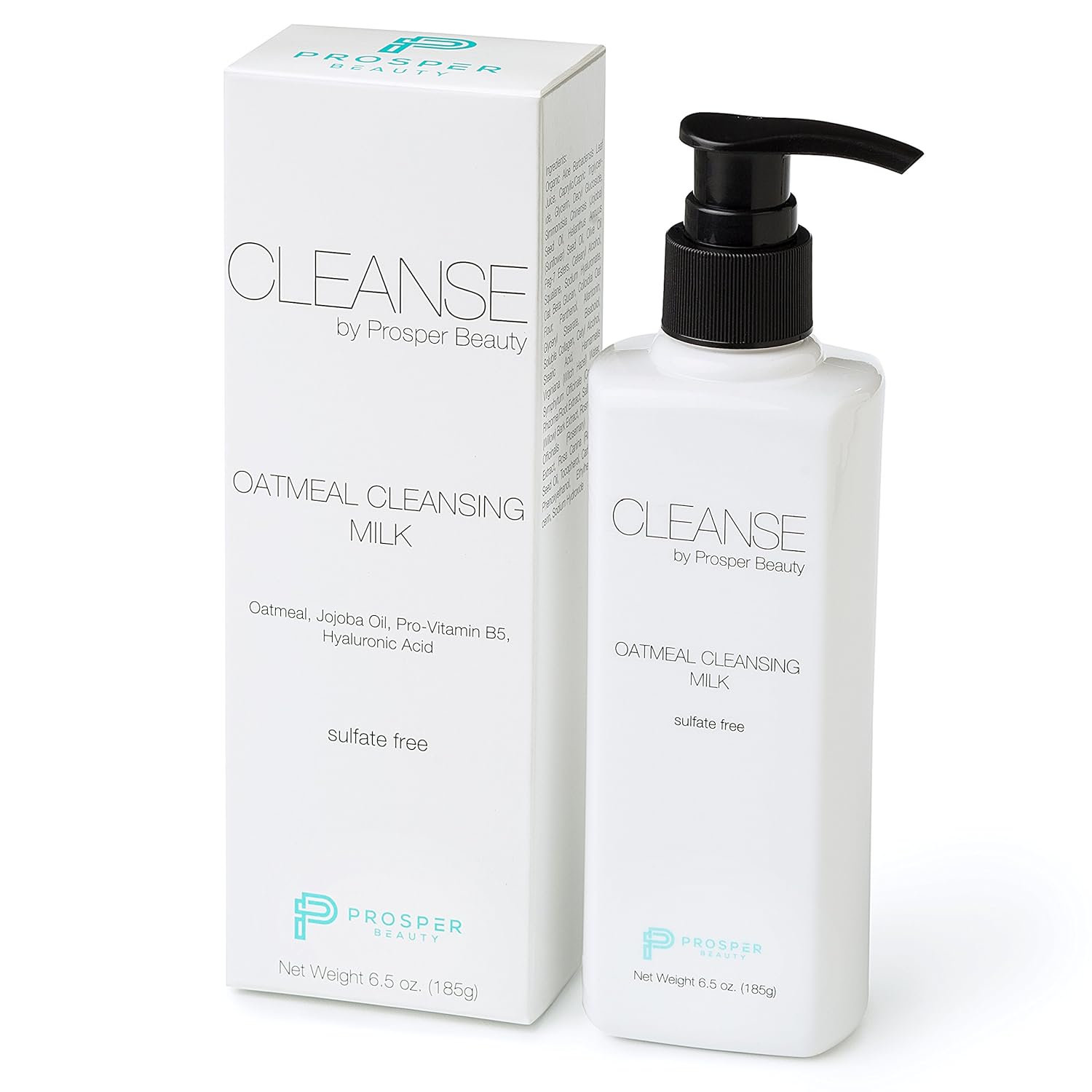 Natural Face Cleanser Wash Daily Gentle [CLEANSE by Prosper Beauty] 6.5 oz Hydrating Oatmeal Cleansing Milk Facial Hyaluronic Acid Organic Aloe Vera Jojoba Oil All Skin Types Sensitive Dry Combination