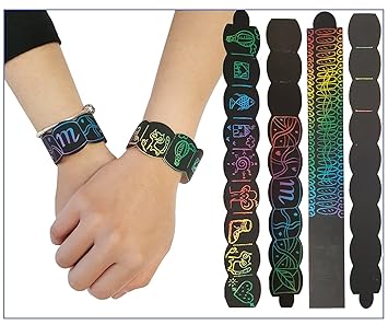 Libetui Set 12 Kratzbild-Armbänder für Kinder Armbänder Zum Selbst Basteln und Gestalten Ideal als Mitbringsel Geschenk Kinde