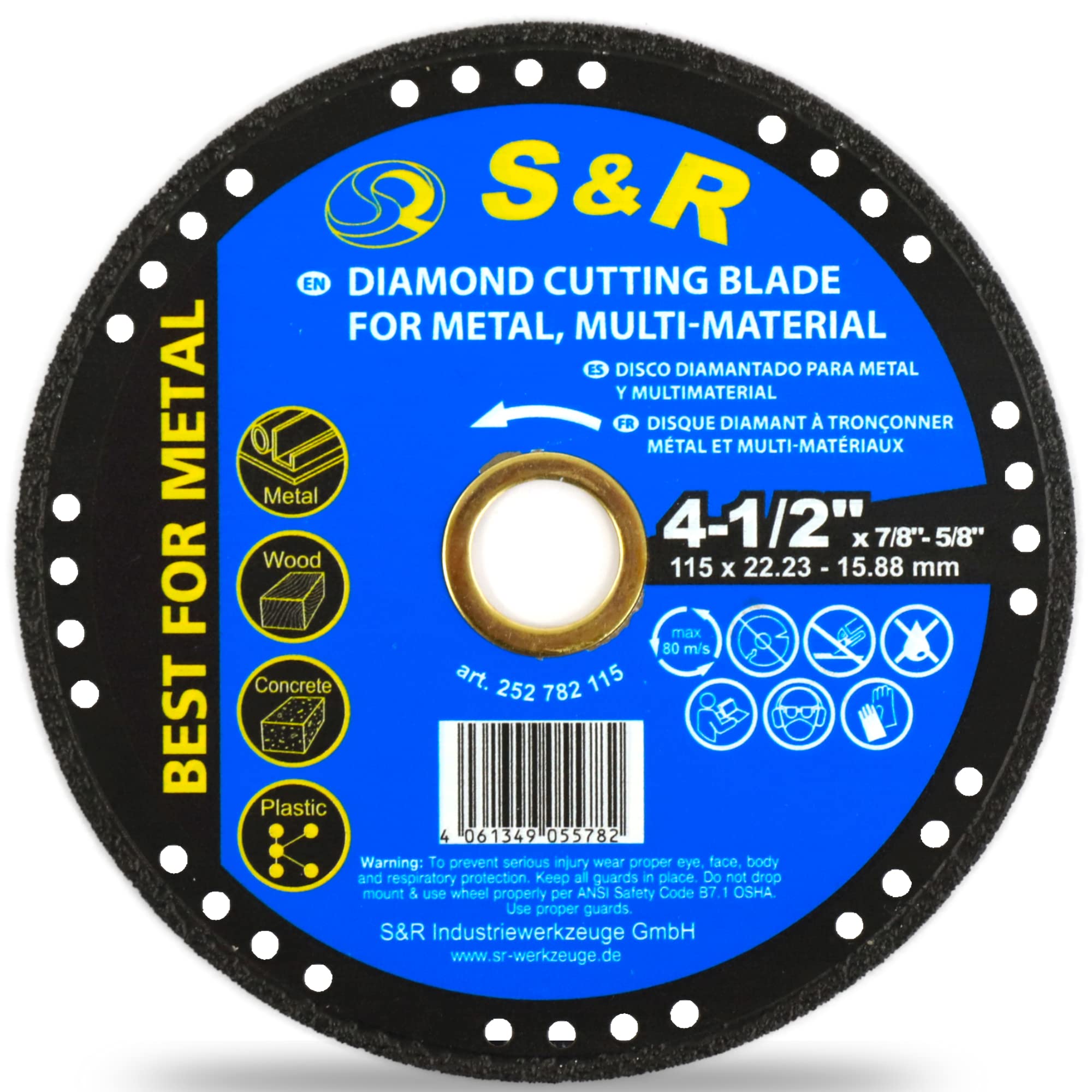 S&R Cutting disc Multi-Material 115 mm x 22,2 mm, Multi diamond cutting disc for metal, wood, stone, plastic, for angle grinders