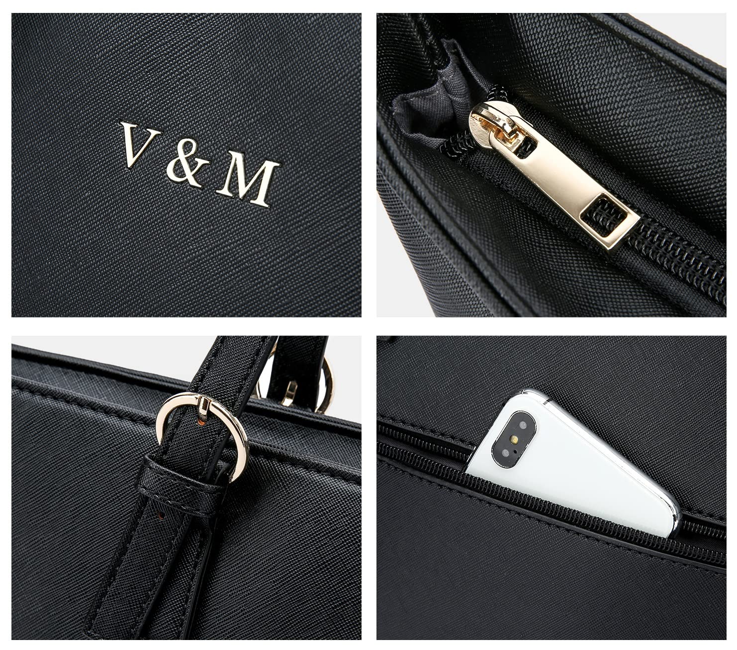 Vanessa & Melissa® Damen Shopper klassisch elegante Handtasche Henkeltasche Schwarz