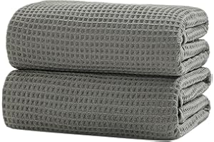 XIQ 40x80 Inch Oversized Bath Sheets Towels for Adults Waffle Weave Microfiber Extra Large Bath Towels for Bathroom(Green, 2PCS)