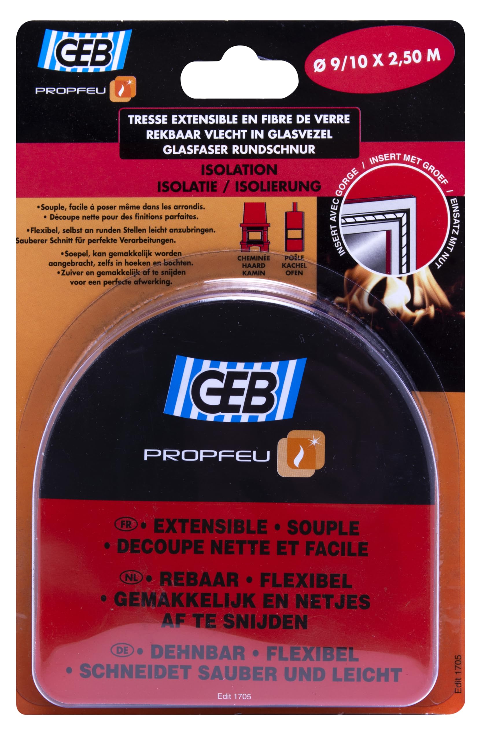 GEB 821523 Rope - Diameter 9-10 mm - Length 3 m - Light Colour - in Blister Packaging