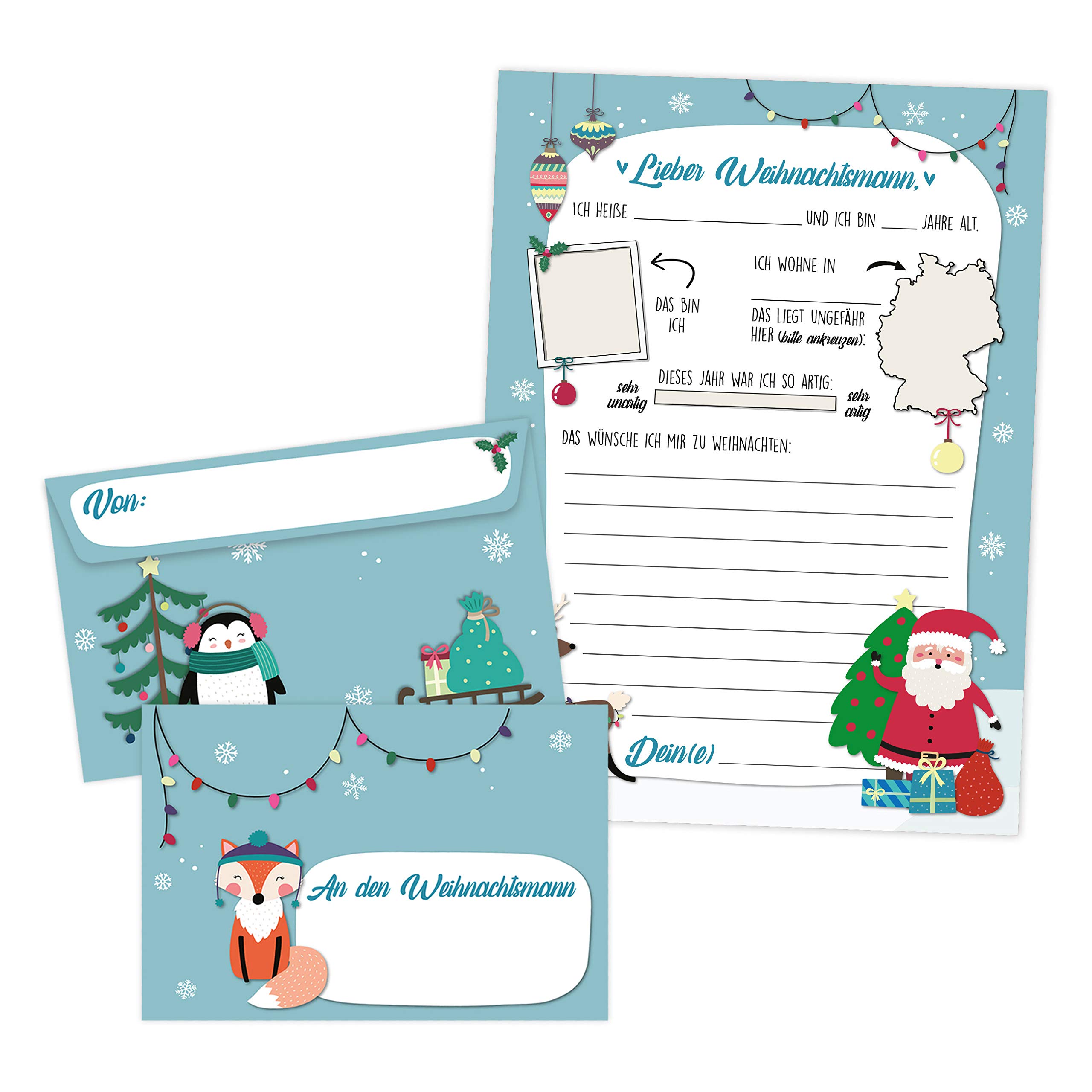 Letters to Santa Claus - for labelling and posting yourself - Christmas Post - Gift Ideas and Gift Wishes for Children - Includes 10 Envelopes - Desired Post - Christmas