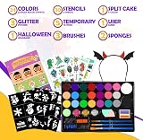 Grriopi Face Painting Kit 28 Colors 30 Templates 3 Brushes Kids Gift view 5