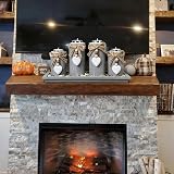 GoMaihe Candle Holder Set of 4 with Wooden Tray Gray Tealight Holders view 3