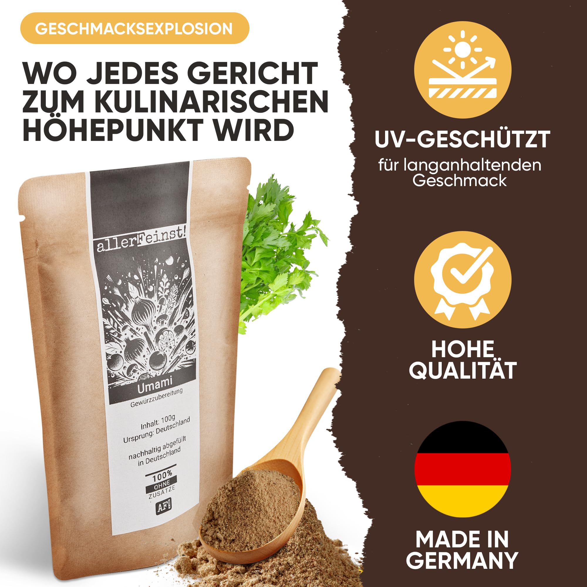 allerFeinst! - Umami Gewürzzubereitung - ohne Glutamat - Würzig Alleswürzer Gewürz Allrounder, 1er Pack (1 x 100g) 6