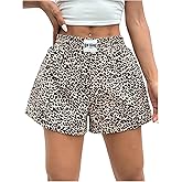 Milumia Women's Y2K Leopard Print Boxer Shorts Casual Elastic Waist Mini Shorts