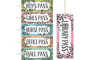 WORLDBAZAAR Eucalyptus Magnetic Hall Passes for Classrooms 6PCS Bathroom Passes for Classrooms Office Nurse Boys Girls Library Supplies Teacher Student Classroom Must Haves